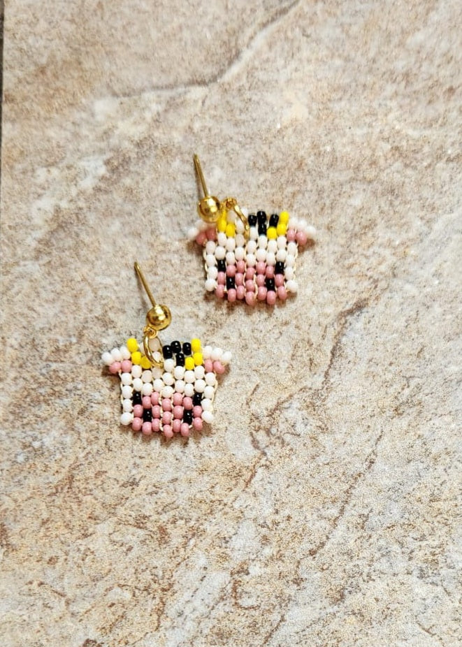 Chaquira Cow Earrings